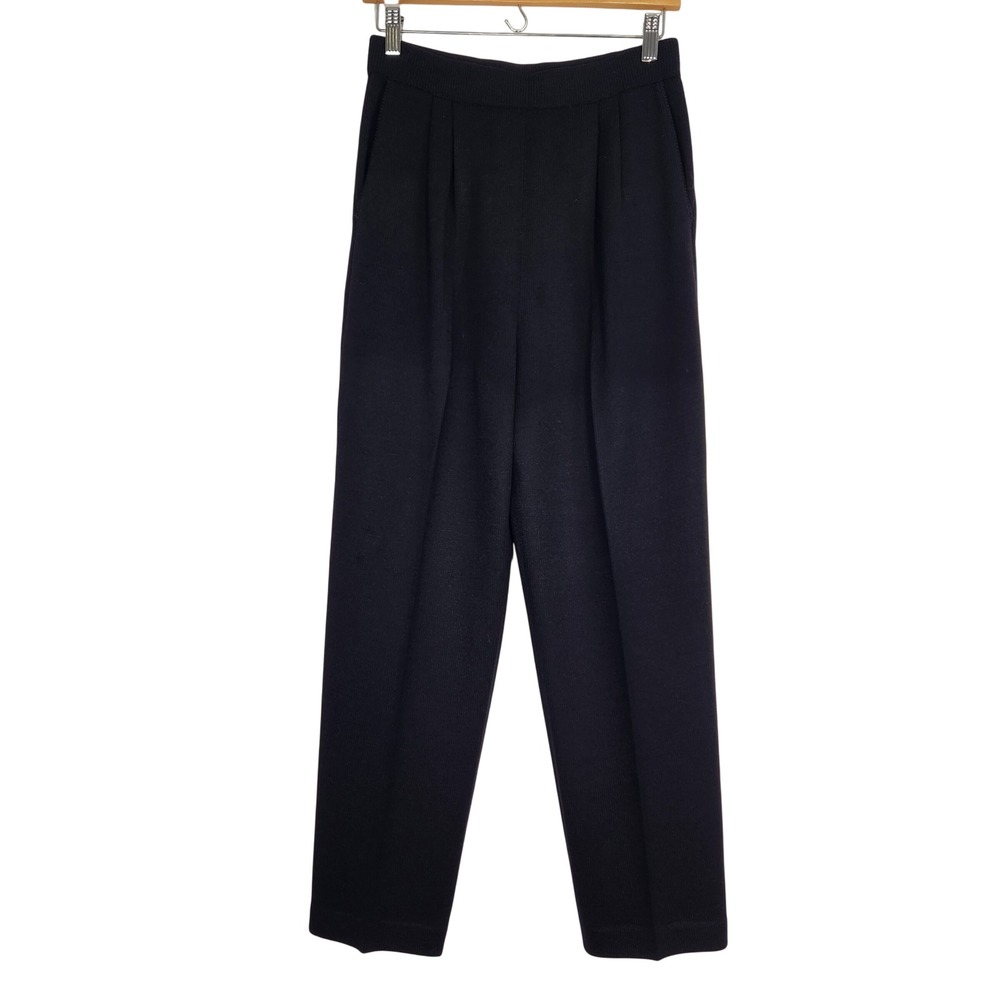 ST JOHN‎ BASICS Vintage Black Santana Knit High Waist Pull On Dress Pants Size 6